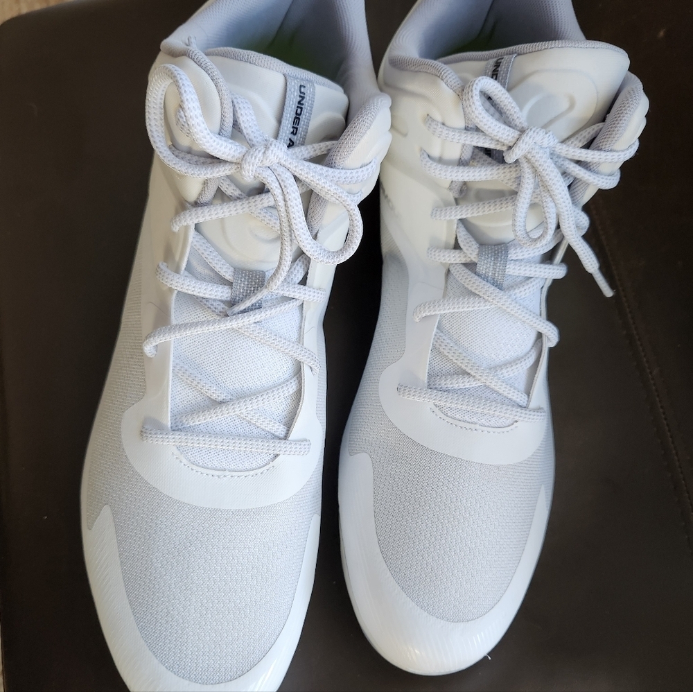 New Under Armour Command MC Mid UA Lacrosse Cleats White Mens 15 - Picture 5 of 7